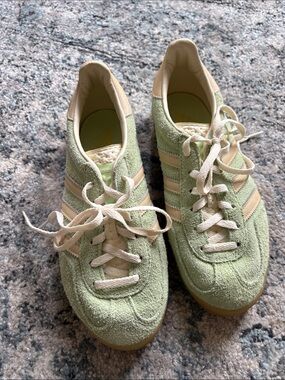 adidas Women's Suede Trainer in Mint Green and Cream
